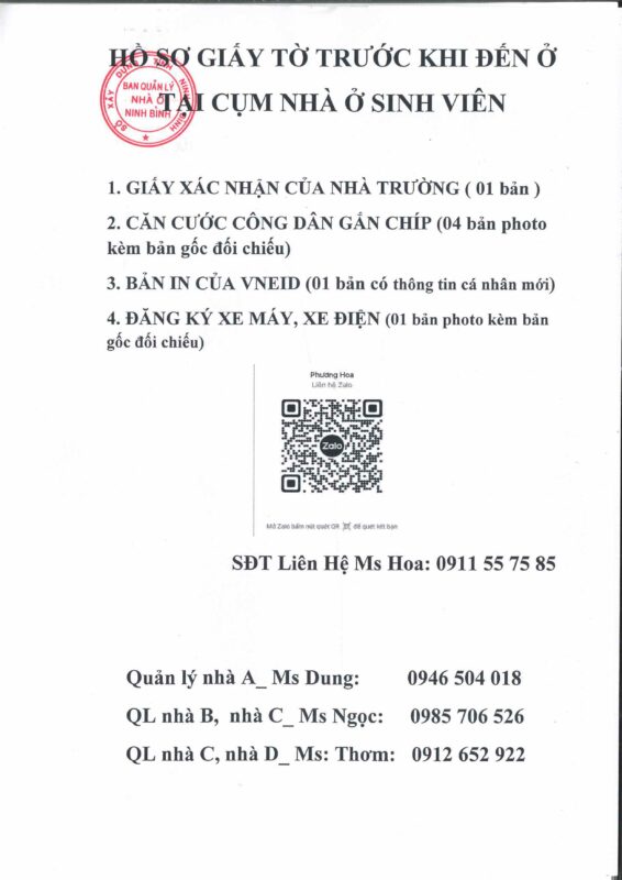 Hồ sơ cần chuẩn bị khi thuê nhà ở sinh viên
