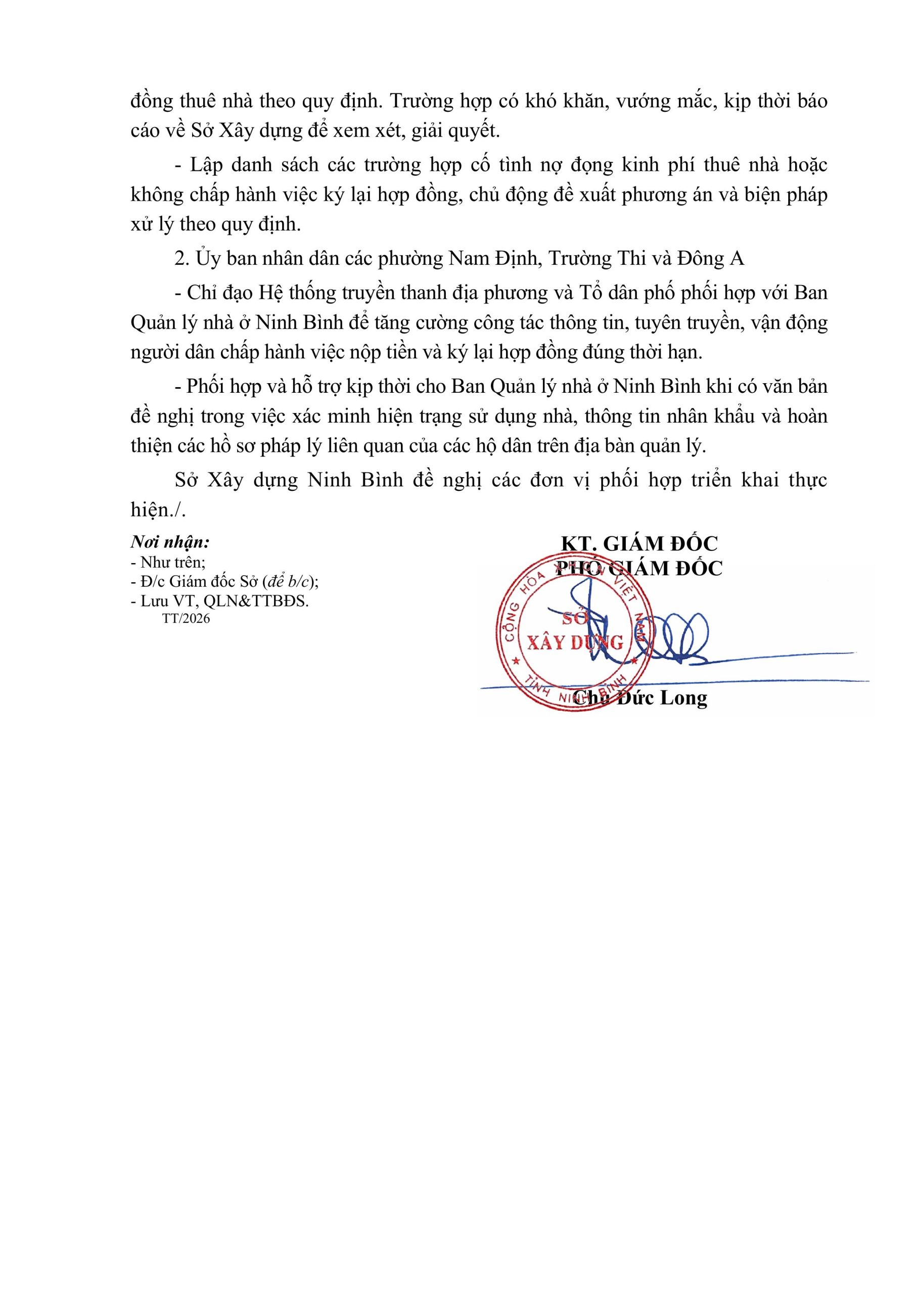 Thực hiện ký hợp đồng thuê nhà với các hộ dân thuê nhà ở cũ thuộc tài sản công đã hết hạn hợp đồng